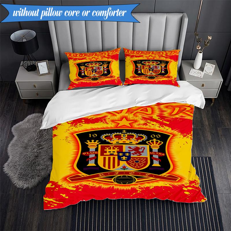 Set Biancheria da Letto 3 Pezzi con Stemma Calcio Spagnolo Gruppo Musicale K-pop, Ideale per Camera da Letto, Dormitorio, Include Copripiumino e 2 Federe, Regali per Fan
