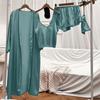 Female Sleepwear Pajamas Three-Piece Set Spring Summer Kimono Bathrobe Strap Top&Shorts Pijamas Suit Sexy Loose Satin Home Wear