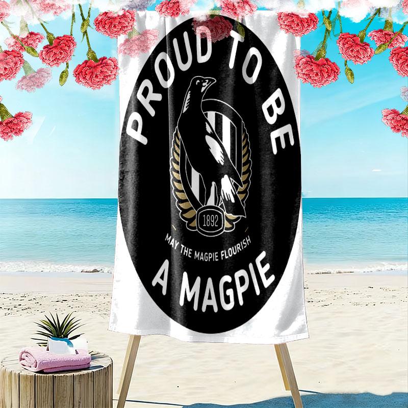 Collingwood Warriors Print Beach Towel, Large Soft Quick Dry Towel for Beach Camping Swimming