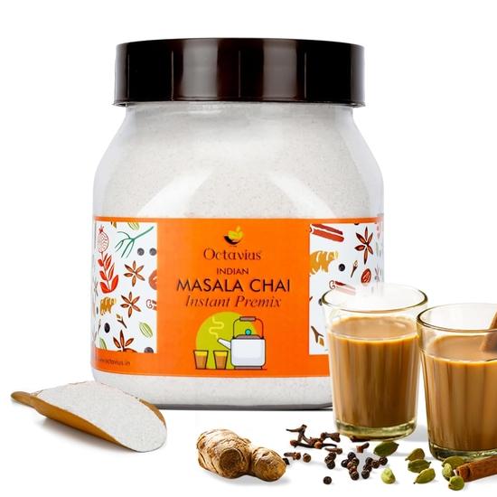Octavius Masala Indian Premix Tè Chai-Barattolo da 500 g|Tè da 1 Minuto|Miscela Tè Pronta|Masala Instant Tea Premix|Masala Chai|Barattolo da 500 g
