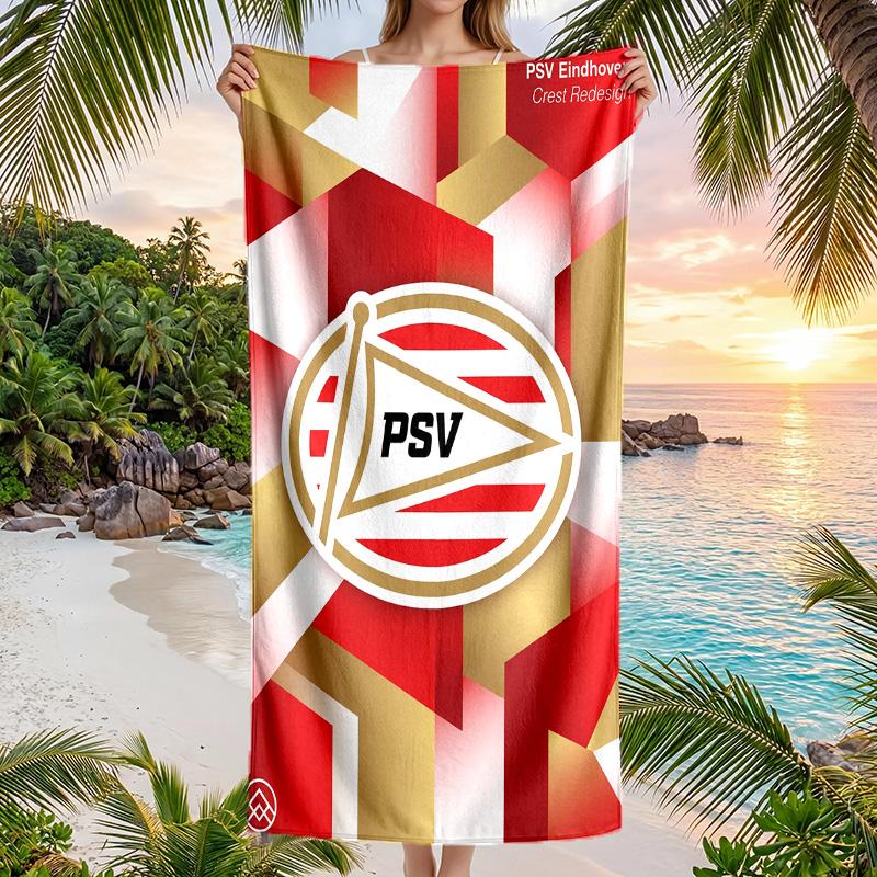 Telo da Spiaggia PSV Eindhoven FC Stampa Asciugatura Rapida Microfibra Assorbente Portatile da Viaggio Asciugamano da Nuoto