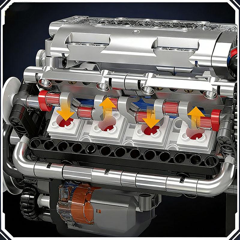 Mould King 10088 535pcs Technical Electrically Driven V8 Engine Building Block Model Kit For Adults Creative Assembly Brick Toys