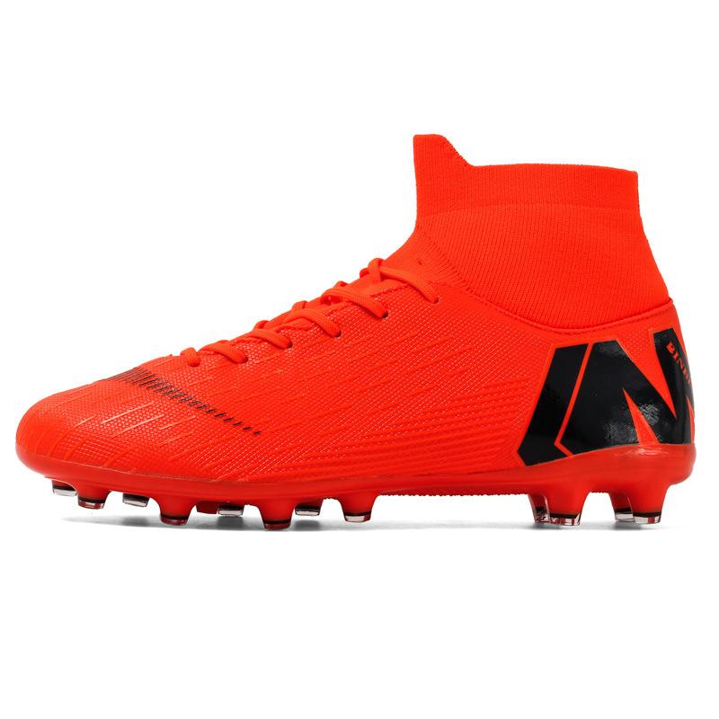 Youth children's sneakers grinding nails leather feet campus sports training women's high-top football shoes men's game 2025 broken