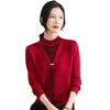 Autumn Winter Fleece Knit Top for Middle-Aged and Elderly Women - Thick Sweater Base Layer