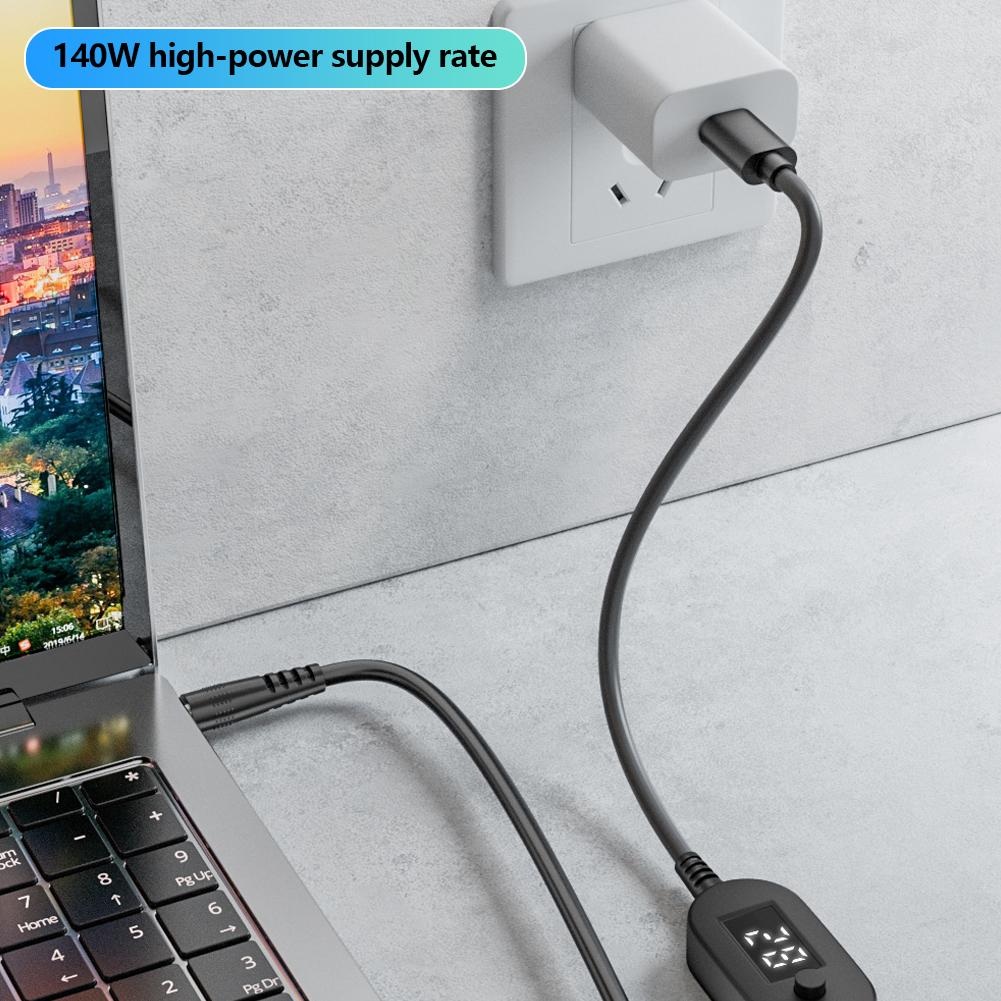 USB C to DC Power Cable 140W Type C to 5V 9V 12V 15V 20V 28V Adjustable Voltage Adapter Connector Cable for Laptop Routers
