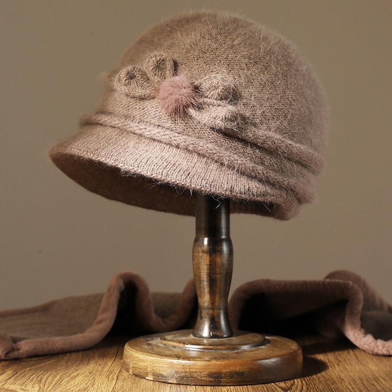 Mom hat elderly autumn and winter rabbit fur knitted hat female thickened winter old lady wool hat thermal hat