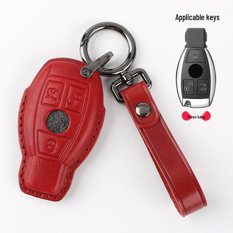 Genuine Leather Handmade Smart Car Key Case for Mercedes - Full Cover