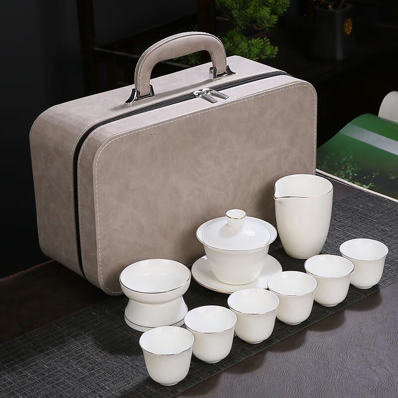 

Shangqi Dehua Mutton-Fat Jade Travel Gongfu Tea Set