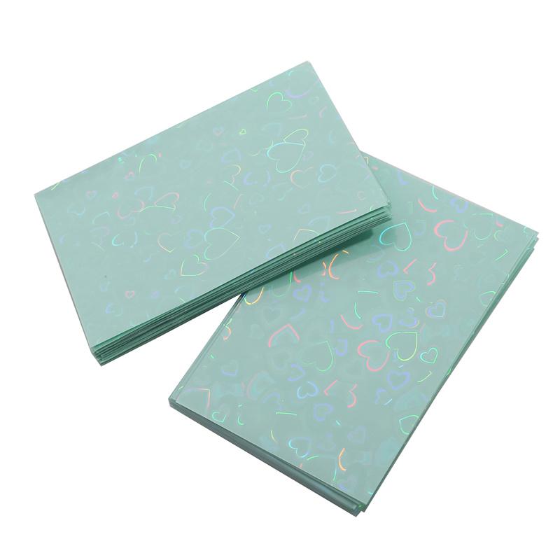 50pcs Heart Printed Laser Frosted Film Kpop Card Holders Idol Card Collect Protective Film Photocard Game Cards Protector Cover