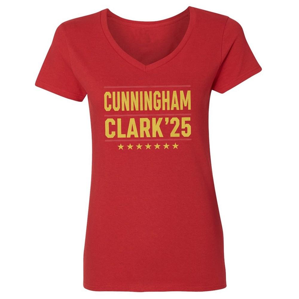 Вдохновлено Cunningham Clark 2025 - Женская футболка с V-образным вырезом, унисекс, tribute дуэту из Индианы M
