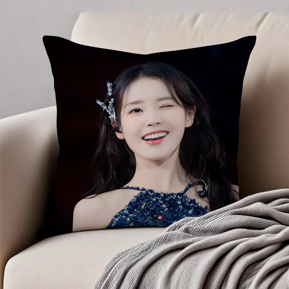 South Korea Beauty lLee Ji Eun IU Cushion Cover Pillowcase Antidustmite Invisible Zipper Short Plush Sofa Cushion