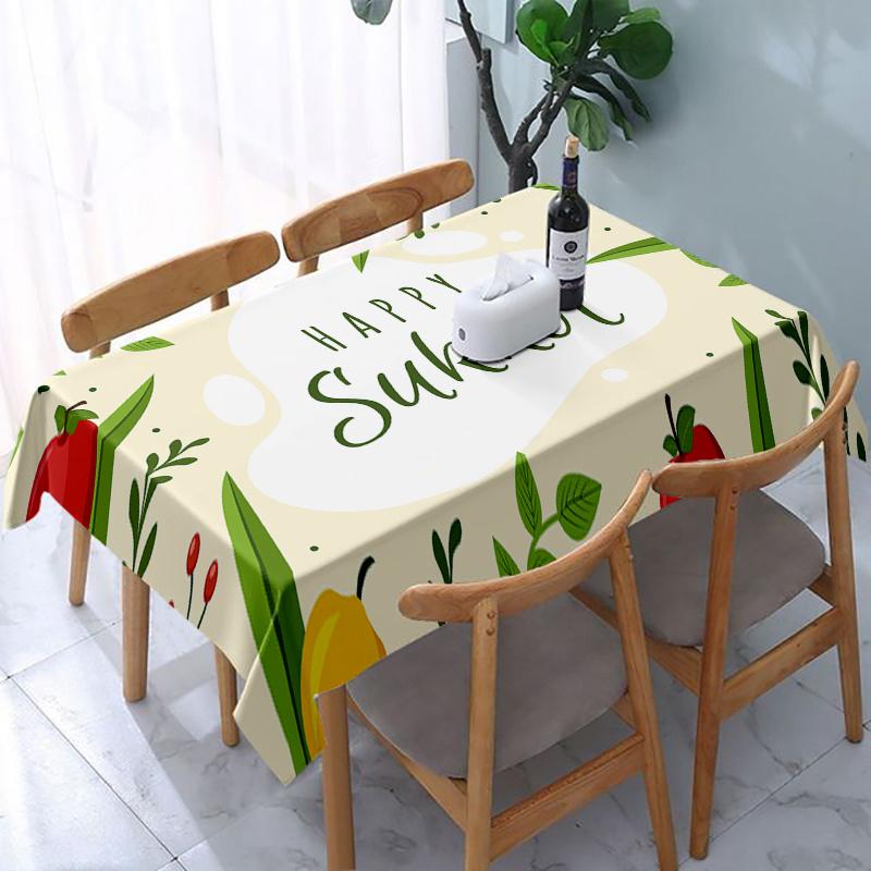 Vrolijk Soekot Tafelkleed Joods Feestfeest Decor Wasbaar Keuken Eetkamer Waterdichte Tafelkleden Huisdecoraties 200x145cm