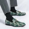Men Printing Loafers Leather Shoes Formal Business Flats Slip On Shoes Wedding Dress Prom Black Shoes Large Size