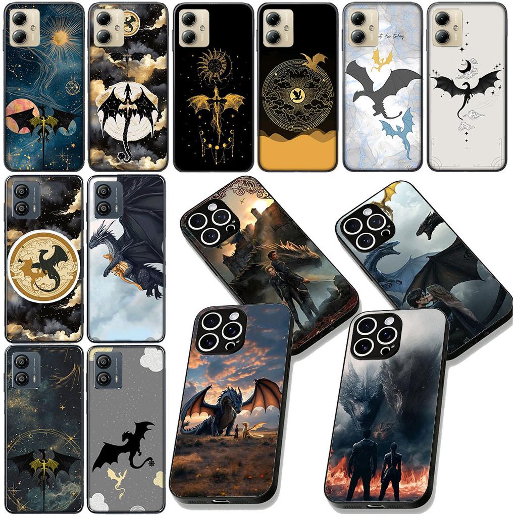 Book Dragon Fourth Wing Phone Case for Samsung Galaxy A06 A05 A14 A50 A51 A52 A12 A13 A23 A70 A07 A25 A26 A72 A56 Soft Cover