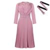 Women's Plus Size Elegant Pleated Dress - Solid Color, African Design, New Style