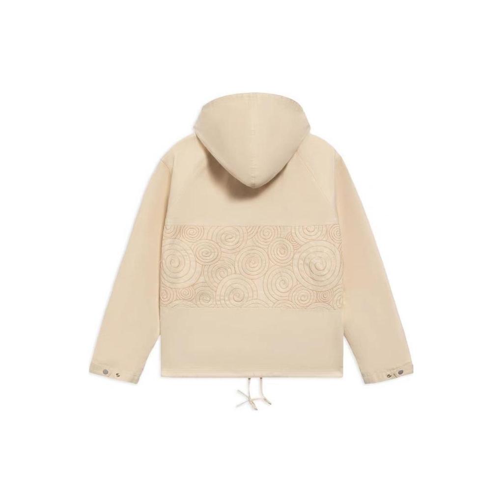 Sudadera deportiva unisex con capucha y bolsillo con estampado del logo de Li Ning Caqui AWDS244-2