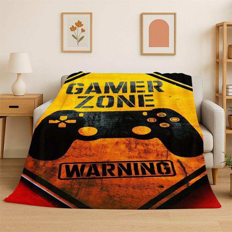 Retro Game Zone Logo Controller Soft Flannel Throw Blanket,Cozy Blanket for Bed,Couch,Sofa,Bedroom,Living Room,Travel,Picnic