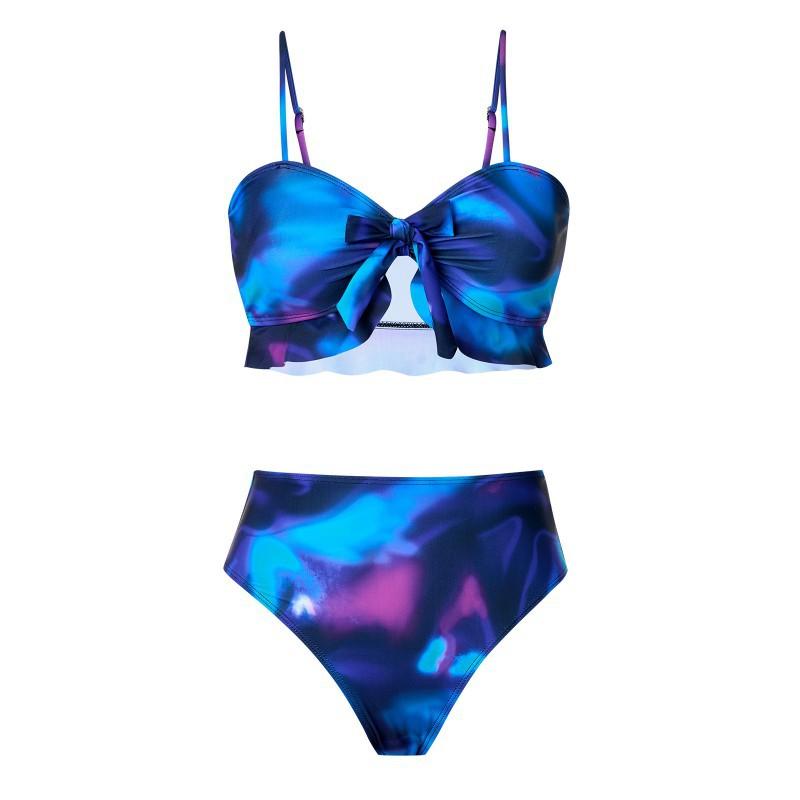 Three-piece Split Print Sexy Women's Swimsuit High-waist Slim Bikini
