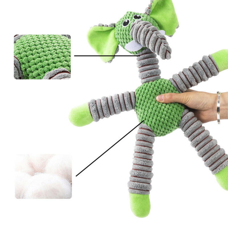 Durable Corn Fleece Animal Squeaky Toys for Dogs Chew Resistant Plush Elephant Bear Pig Pet Toys Interactive Play Biting Toys