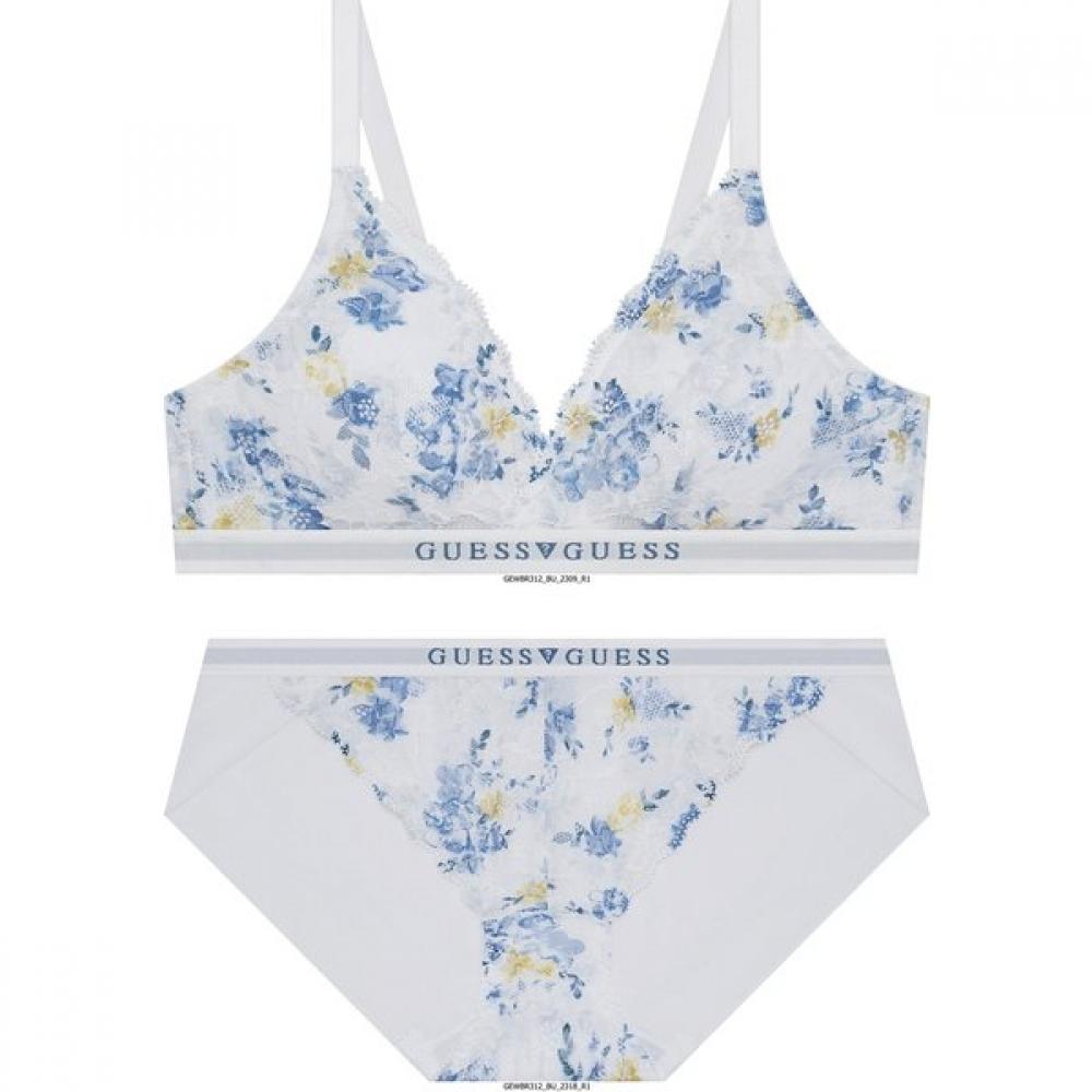 Комплект нижнего белья Guess с синим цветочным принтом Gew312 S(70B~75C)/90
