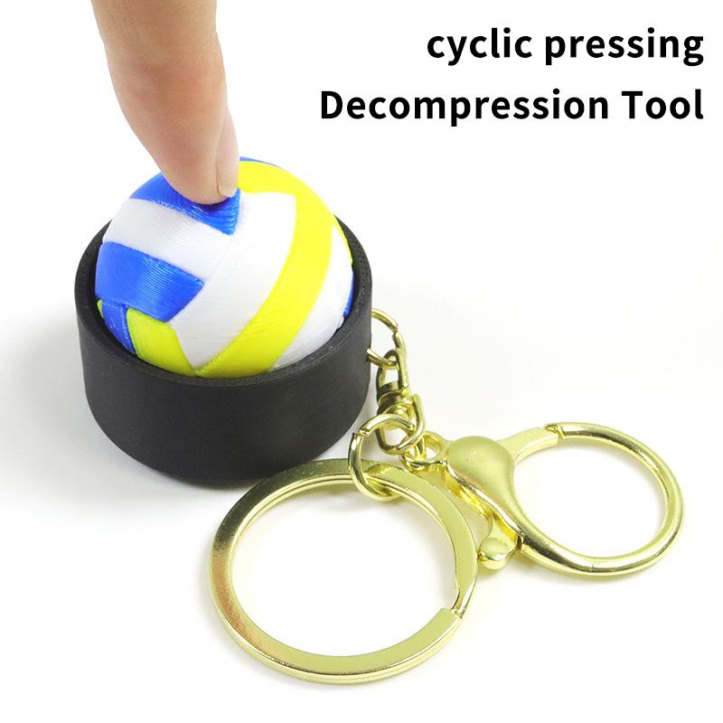 3D Tisk Sportovní Míč Clicker Klíčenka Basketbal Fotbal Tlačítko Fidget Hračka Kapesní Decompresní Nástroj Pro Stres