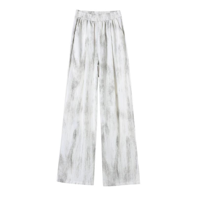 Narrow-fit Tie-dye Wide-leg Pants for Women, 2026 New Model, Ice Silk Cotton-linen Casual Summer Thin Tencel Linen Yamamoto Pants