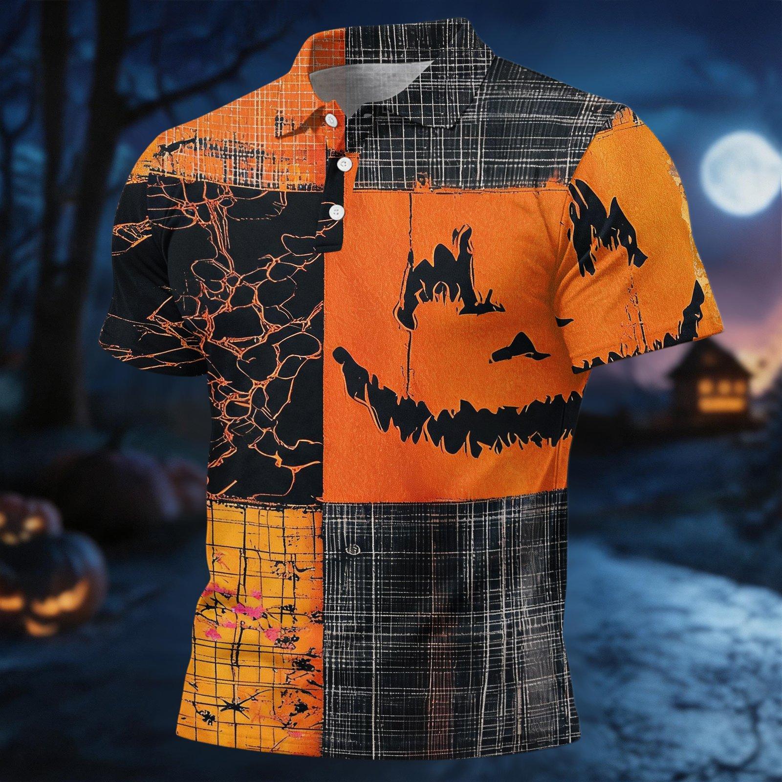 Men s Short Sleeve Halloween Printed Shirt for Casual Sports and Everyday Wear XXL