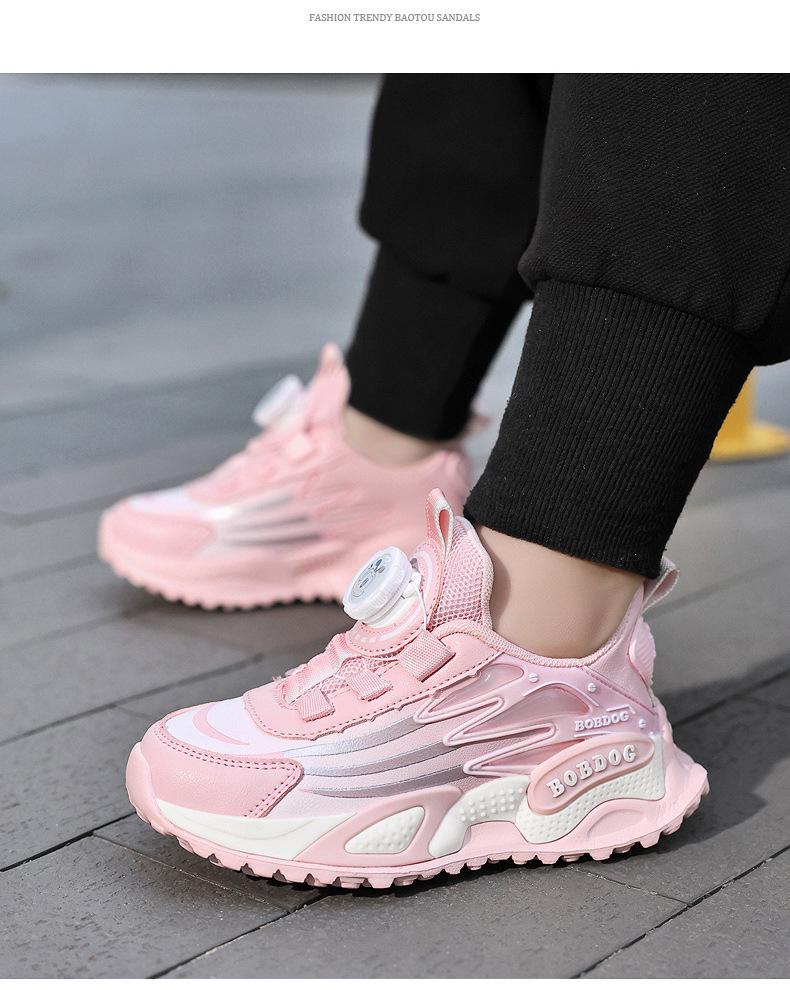 Babudou Girls' Waterproof Fashion Sneakers – Comfy Leather, Soft Sole, Versatile for Spring & Autumn.