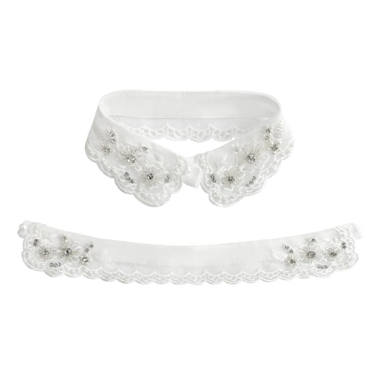 Eleganter Wiederverwendbarer Falscher Kragen Verziert mit Künstlichen Perlen Design Freundliches Polyester Business Meeting Kragen-Enhancer