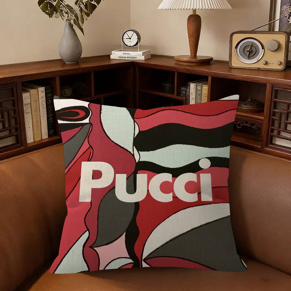 E-Emilio P-Pucci Logo Fashion  Cushion Cover Inches Farmhouse Decor Home Throw Pillow Covers for Couch Decorations