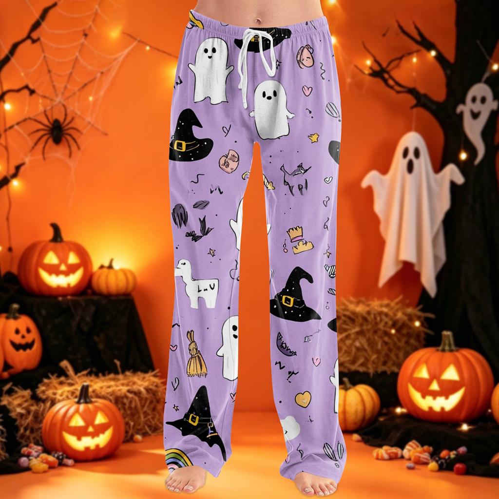 Women's Pajama Pants with Drawstring Halloween Print Relaxed Fit for Casual