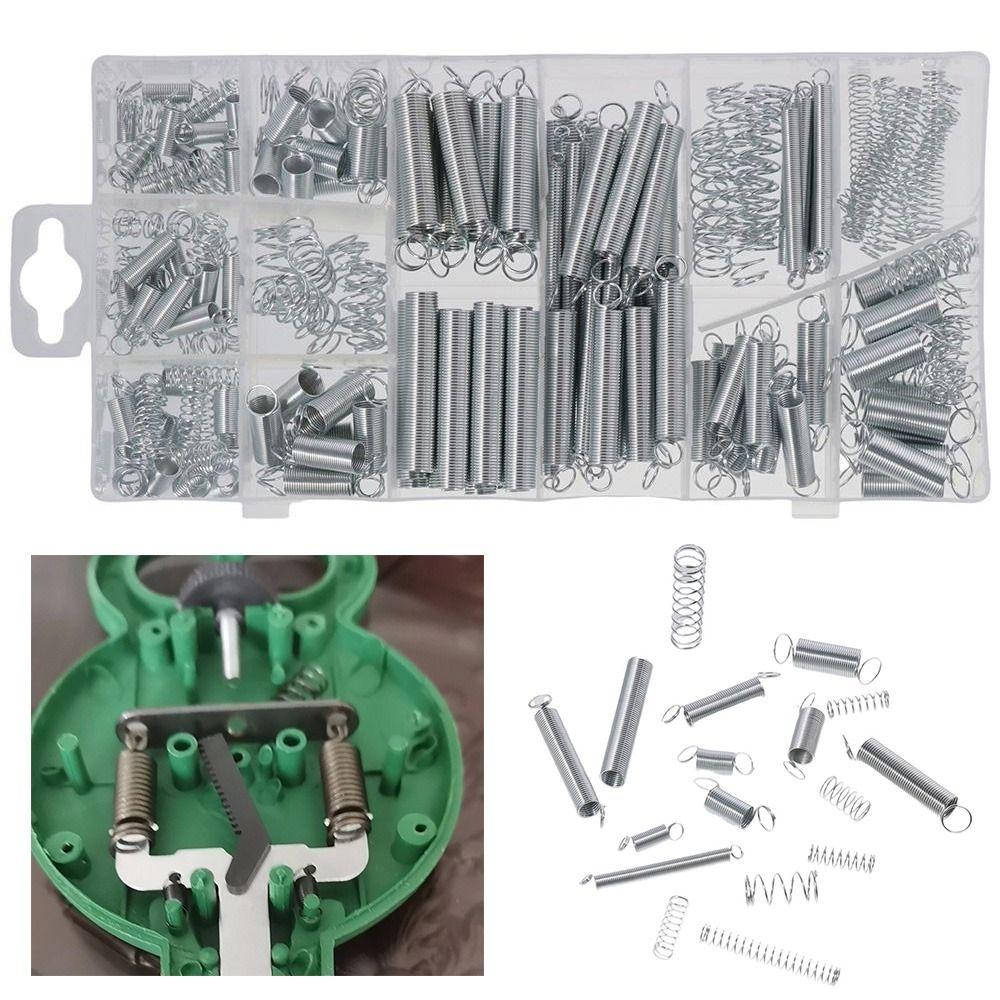 200 шт. Набор витых пружин сжатия разного размера из нержавеющей стали, набор для ремонта, ассортимент пружин, в коробке, серебристый 200PCS