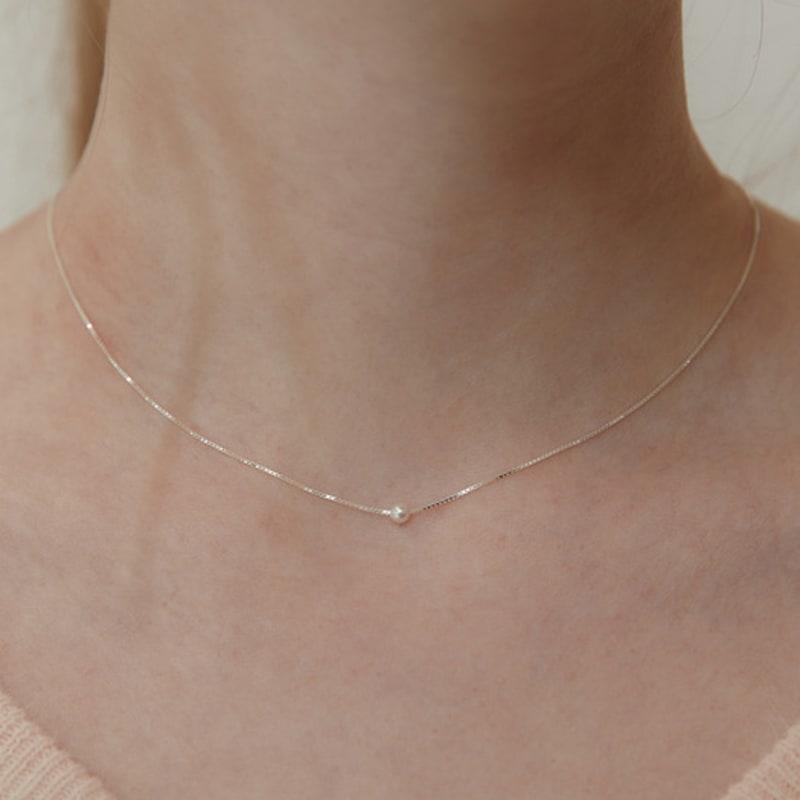 Tatiana (925 Silver) Only Pearl Box Chain Necklace NZ2165