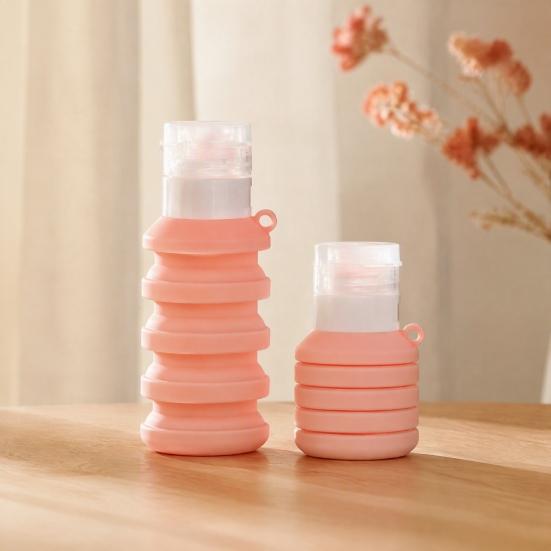 Travel Essentials 50/110ML Collapsible Silicone Bottle for Toiletries, Leak Proof Squeezable Size Container, Foldable Refillable Shampoo Lotion