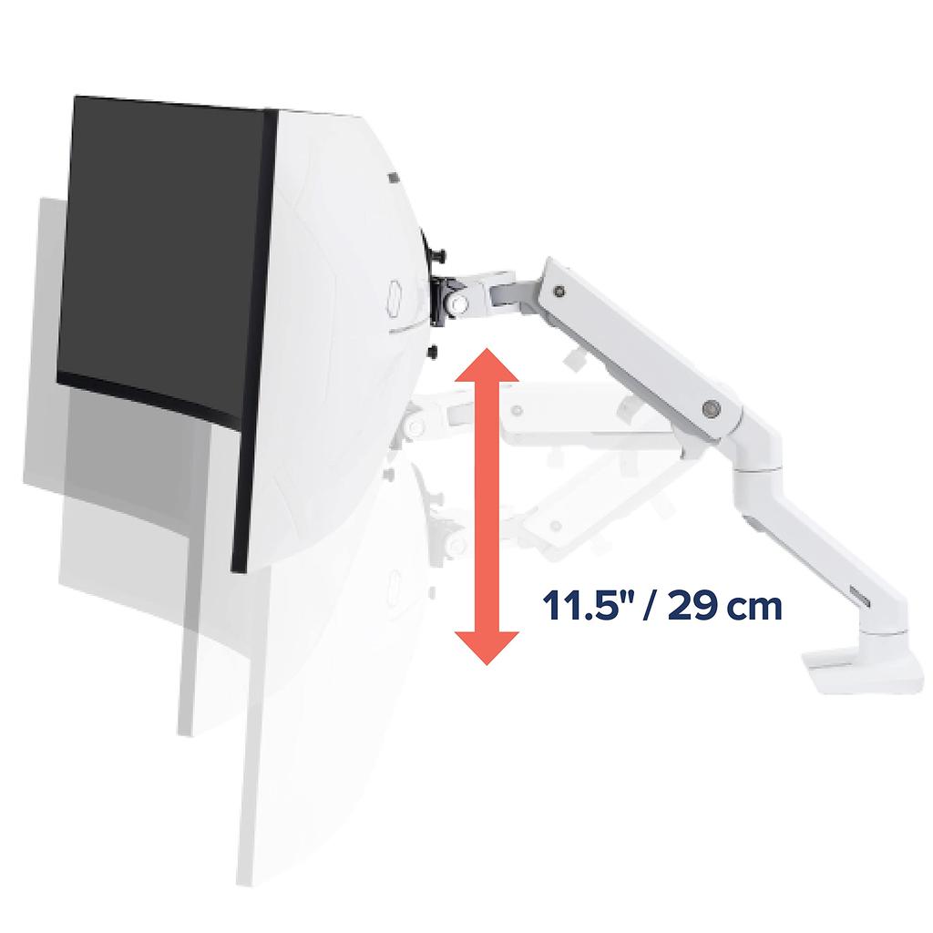 ERGOTRON HX Monitor Desk Mount with HD Fits Up To 49 Inches VESA Product Number Arm, Pivot, White, (12.7-19.1kg), Compatible, 45-647-216
