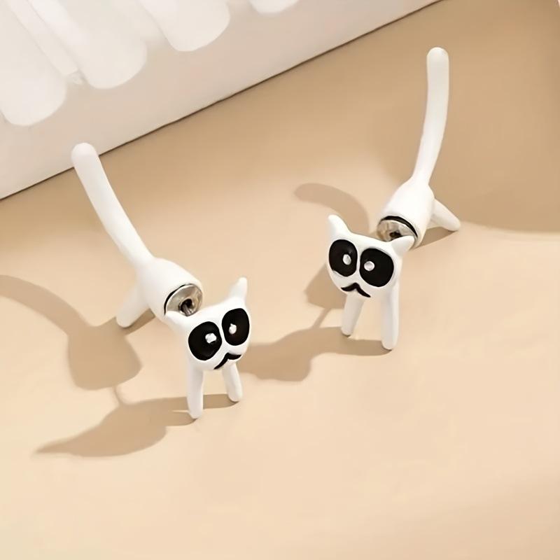 Милые серьги-пусеты в виде кошек, Тренд личности, Нишевые серьги, Серьги платформы независимого магазина белый