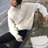 Russia Hot Sale Solid Color Women's Knitted Pullover Turtleneck Loose 066