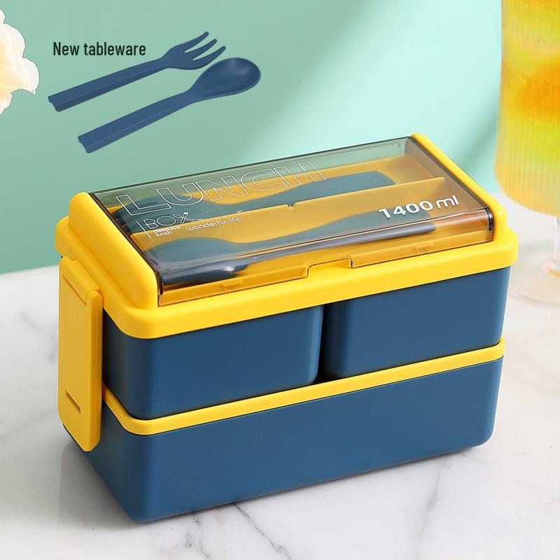 Japanese Double-Layer Insulated Bento Box - Microwaveable & Portable PP Lunch Box Set for Office Workers
