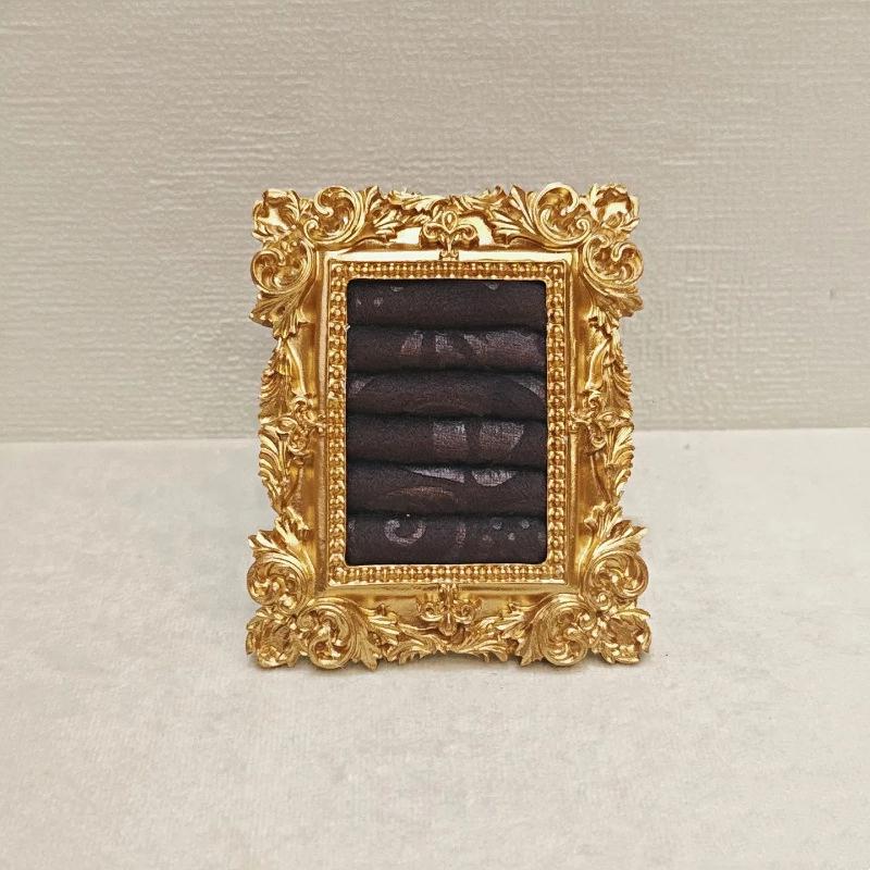Retro Square Ring Earring Display Stand Jewelry Showcase Storage Tray Shop Window Decoration Photography Background Props