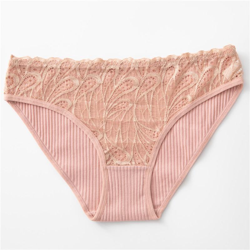 Unterwäsche für Damen, reine Baumwolle, niedrige Taille, sexy Spitzen-Slip, bestickt, atmungsaktiv, nahtlos, dreieckiges Höschen
