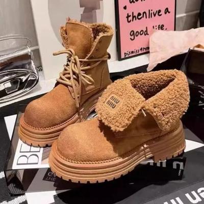 Mode Dam Plattform Ankel Snökängor Flats Päls Mockaskor Kvinna Vinter 2025 Trend Plysch Varma Sportskor Chelsea Chunky Botas Mujer