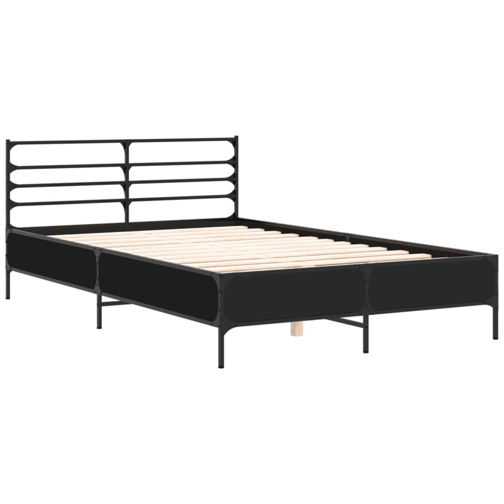 Bed Frame Black 140 x 200 cm Particleboard and Metal
