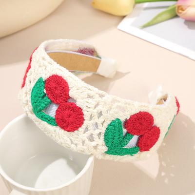 Strawberry Knitted Hairband Women Knitting Wide Head Hoop Headbands Girl Summer Cute Headwear Hair Accessories Retro Head Hoop