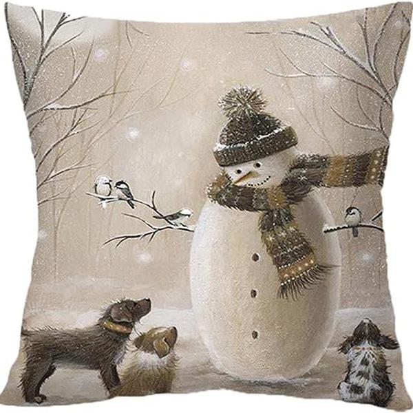 Nordic Christmas Snowman Pillowcase Linen Sofa Cushion Pillowcase New Style Christmas Pillowcase