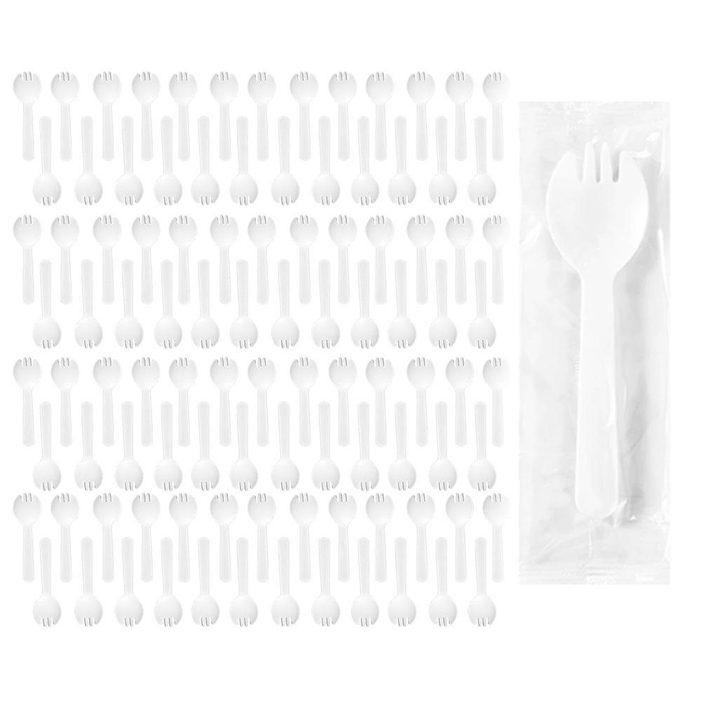 100Pcs Individually Packaged Disposable Spoon Fork Eco-Friendly Dessert Cake Fork  Commercial