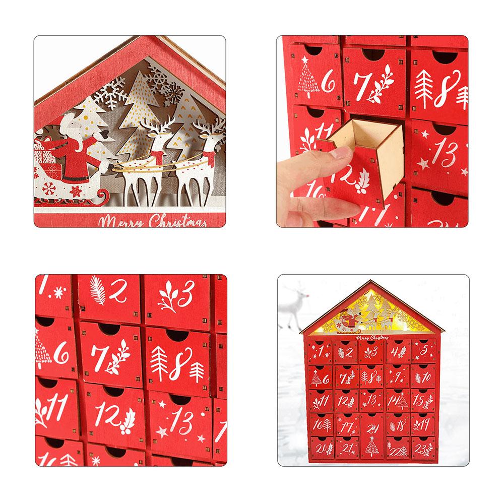 Red Christmas Countdown Calendar With 24 Drawers Personalized Decorative Crafts For Home Bedroom