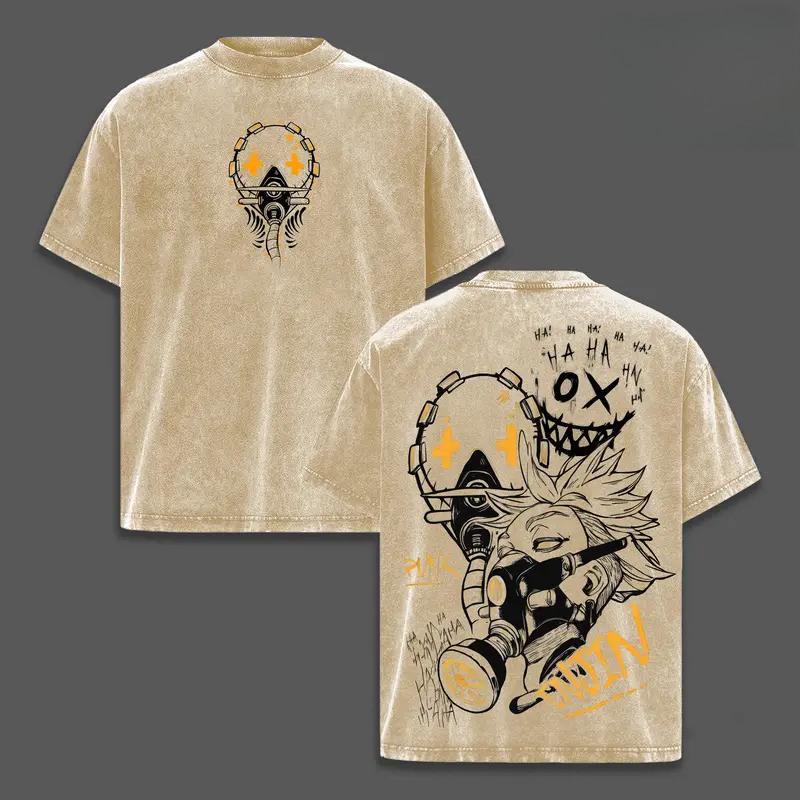 

Gachiakuta Enjin Anime Printed Tee Men Women Washed Cotton T-shirts Vintage Oversized T Shirt Harajuku Male Short Sleeve Tshirt XXL коричневий