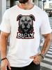 Pitbull Head With Bully Letter Unisexs Front Print T Shirt Cool Dog Graphic Tee Casual Short Sleeve Top Dog Breed Lover Gift