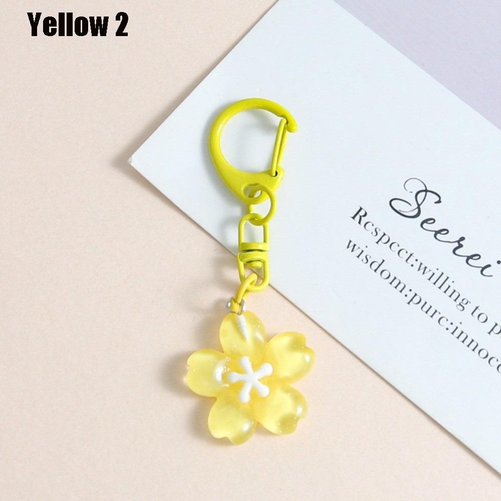 Cute Colorful Flower Pendant Keychains Women Bag Earphone Case Pendant DIY Accessories Car Key Ring Girl Candy Color Key Chains