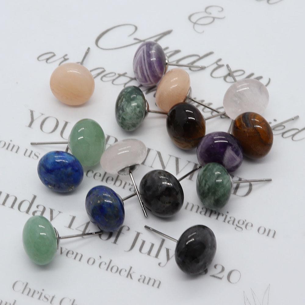 Natural Stone Green Aventurine & Amethyst Stud Earrings with Tiger Eye - Exclusive Jewelry Collection